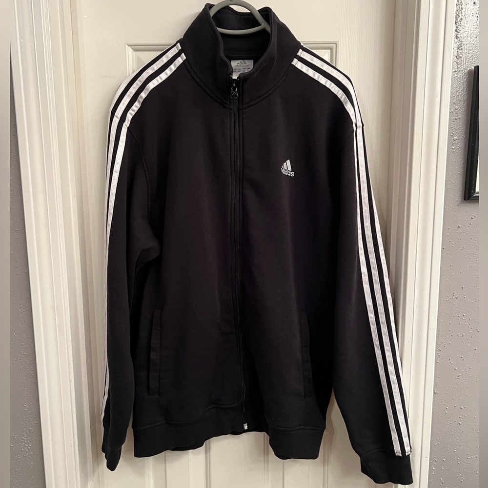 Mens Adidas Zip Up Jacket Large Black/white